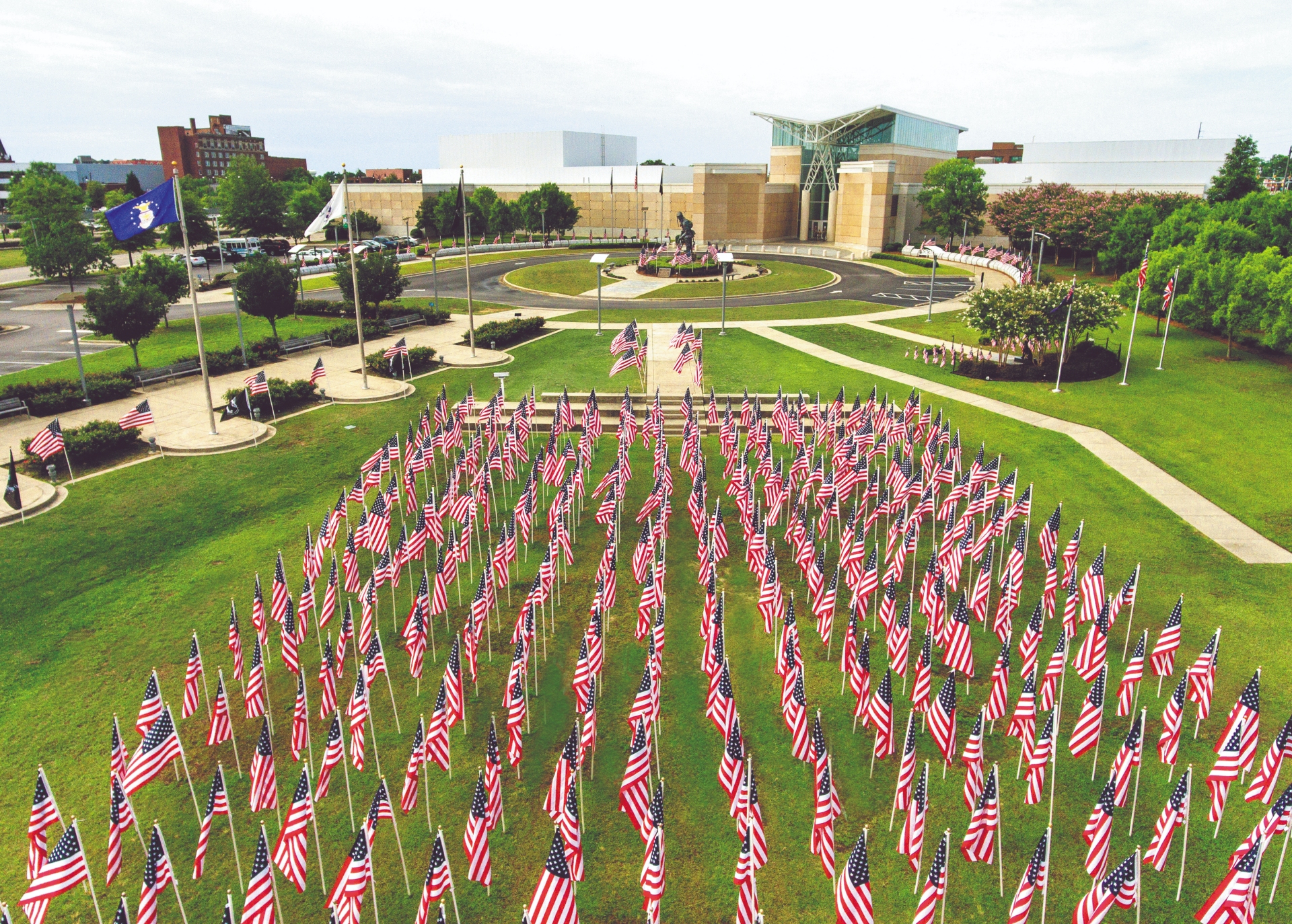 American Flags at Airborne and Special Operations Museum in Fayetteville Credit VisitNC