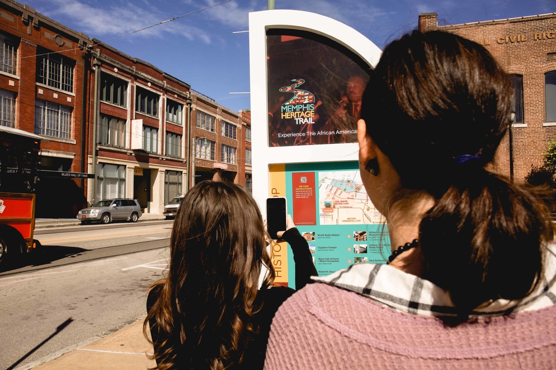 Memphis Heritage Trail with woman looking at the map