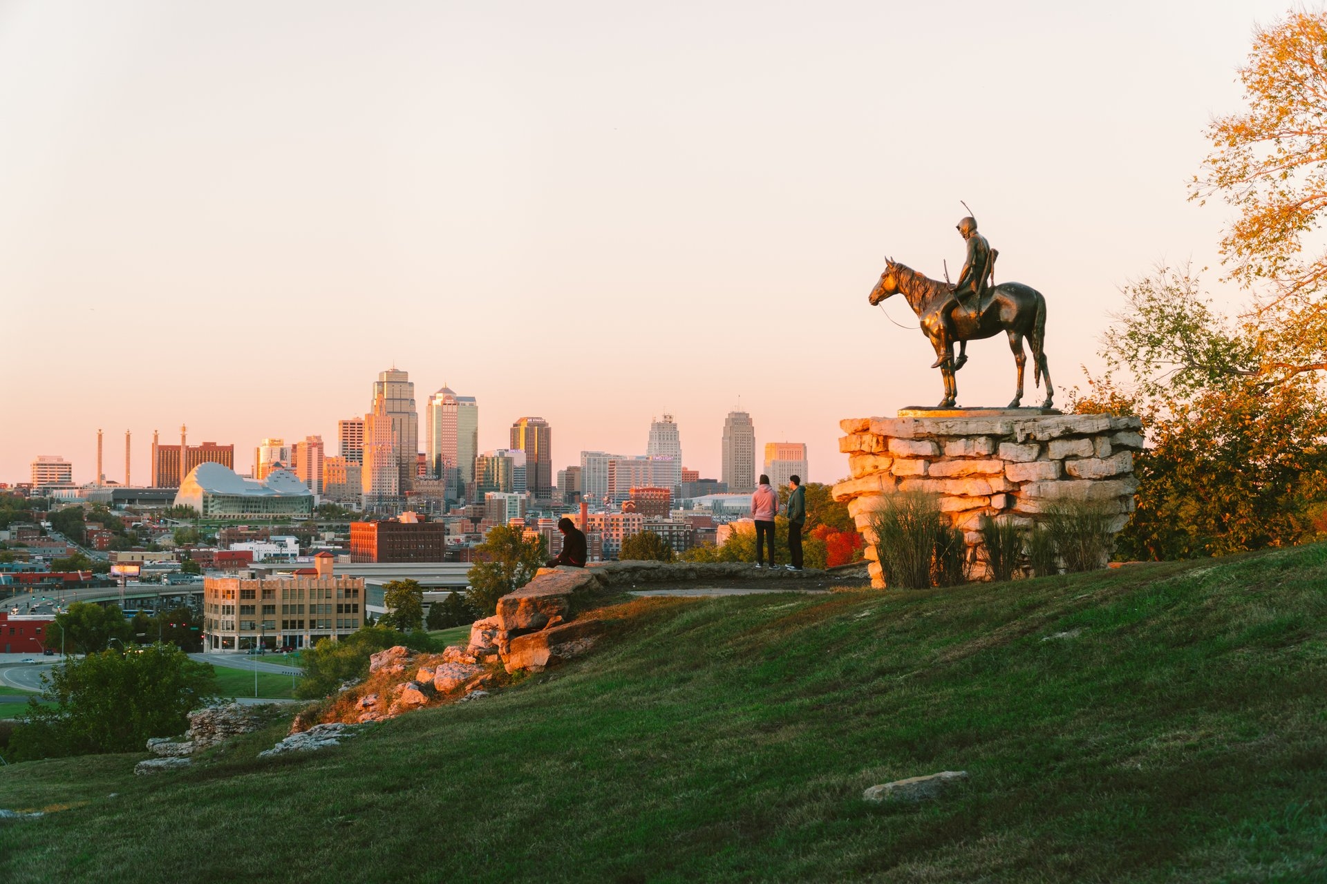 The Scout statue overlooking downtown Kansas City