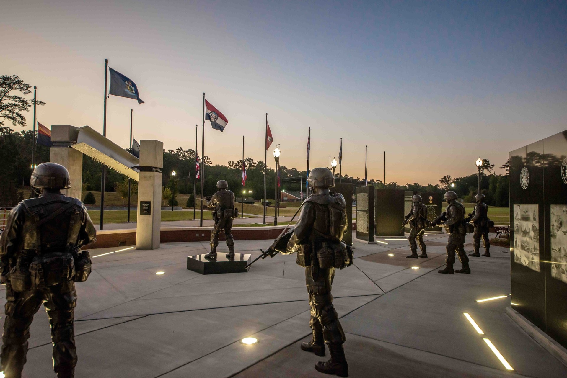 The National Infantry Museum Behind soldiers in Columbas GA Image By Explore Georgia Tourism