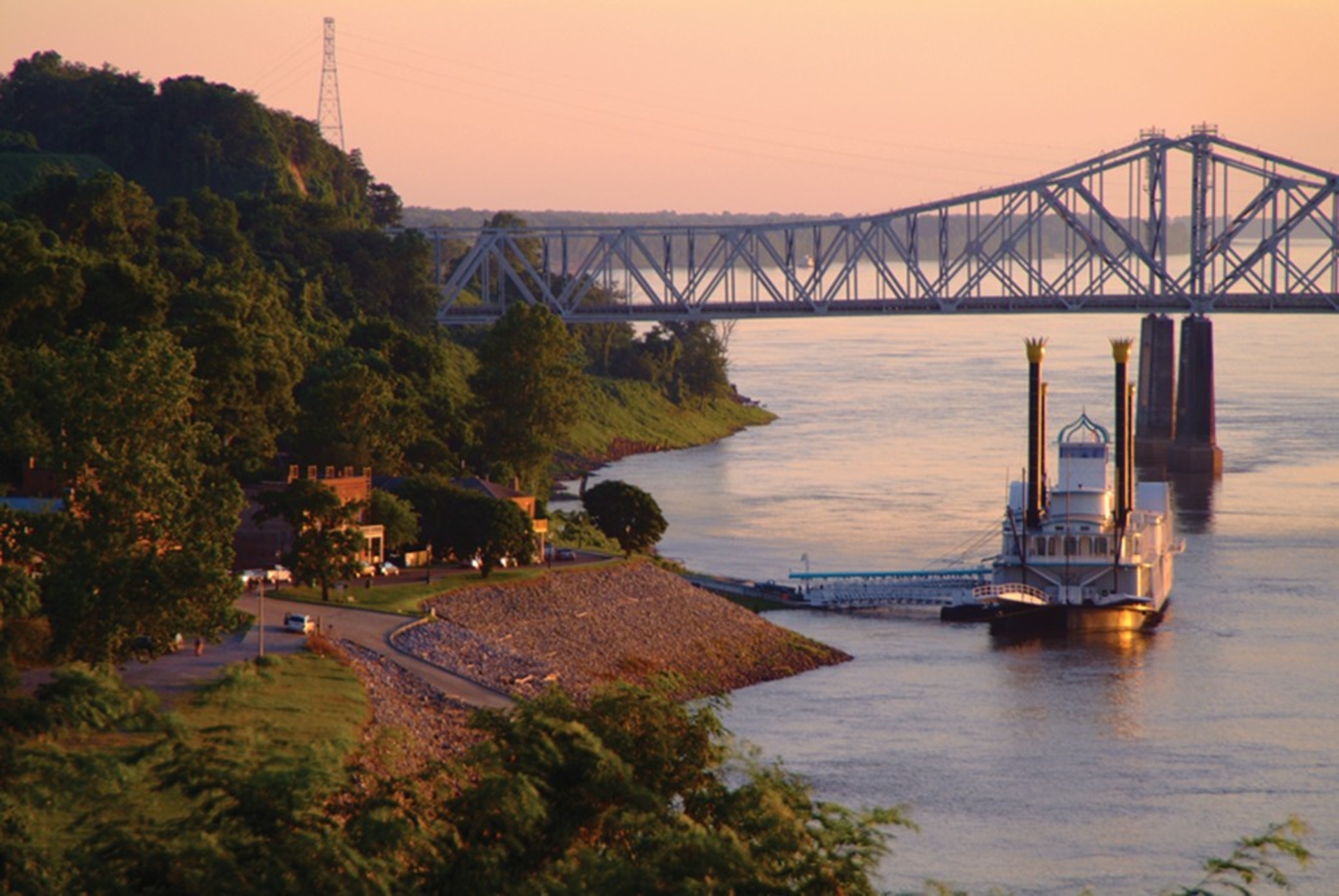 Natchez under the hill at sunest