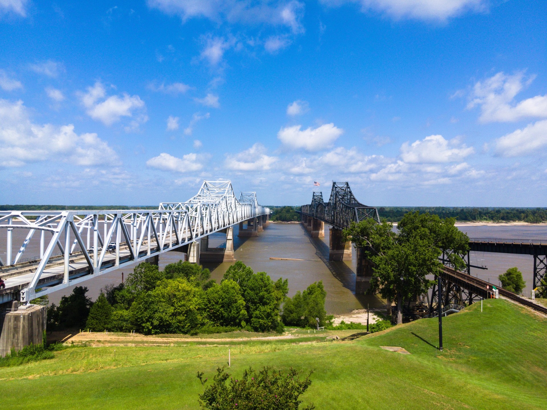 The Vicksburg Bridge that forms part of The Great River Road, MS