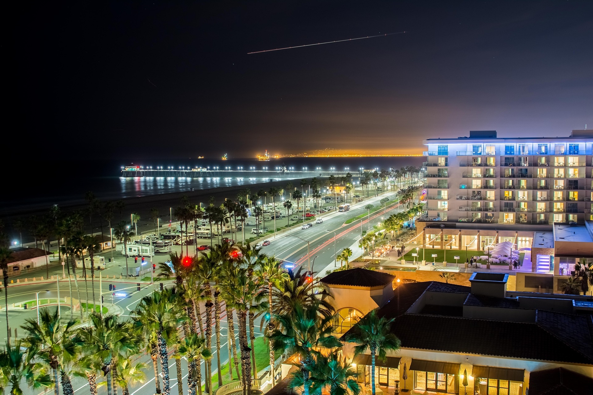 Huntington Beach at night CA Image by John Conti from