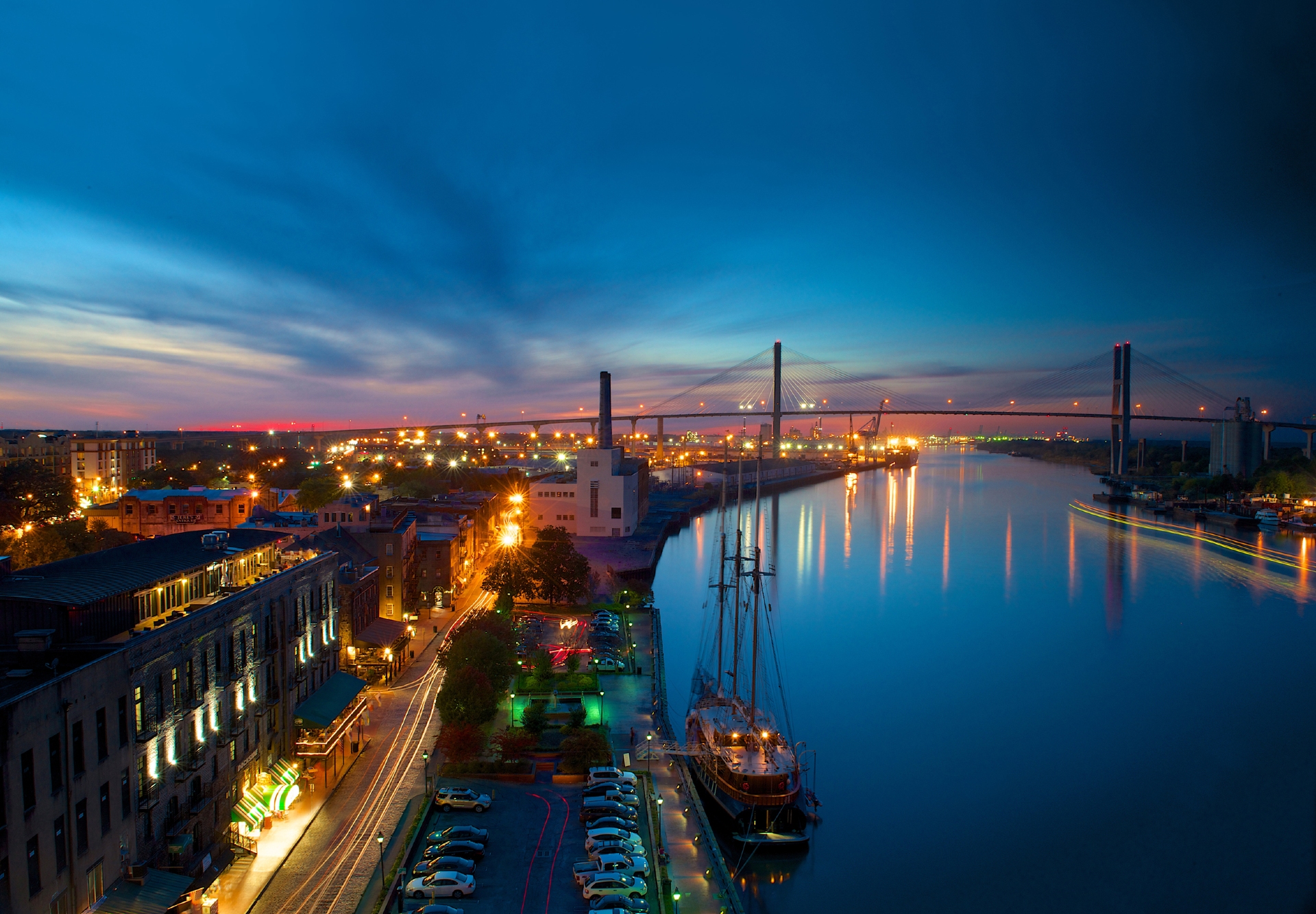 Savannah River Street and Talmadge Bridge aerial Photo Credit John W. Penney Visit Savannah
