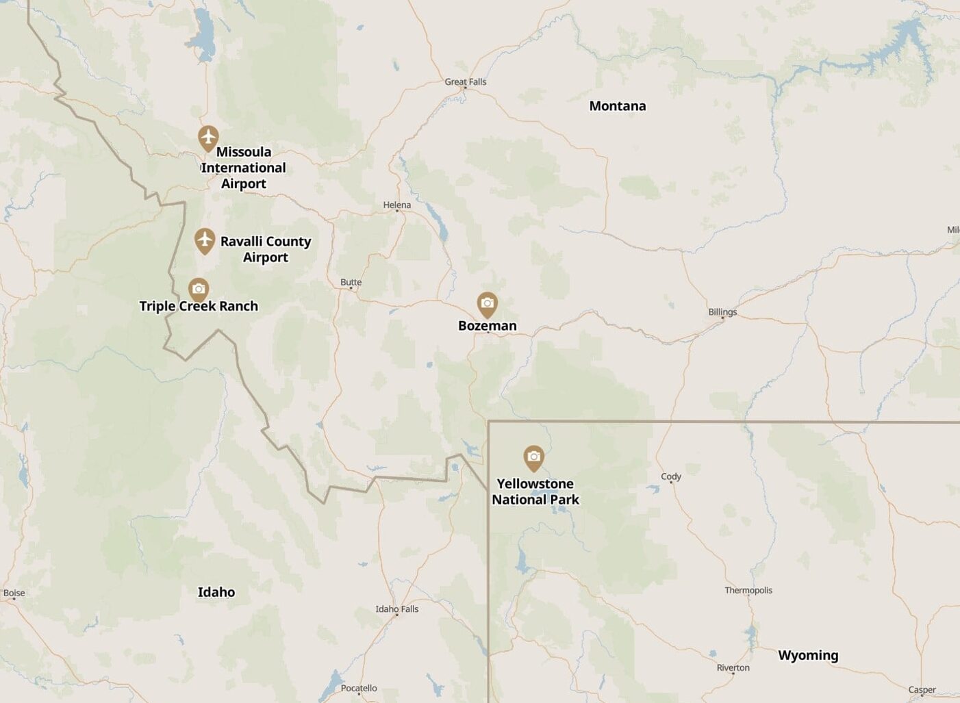 Triple Creek Ranch Map in Montana North USA