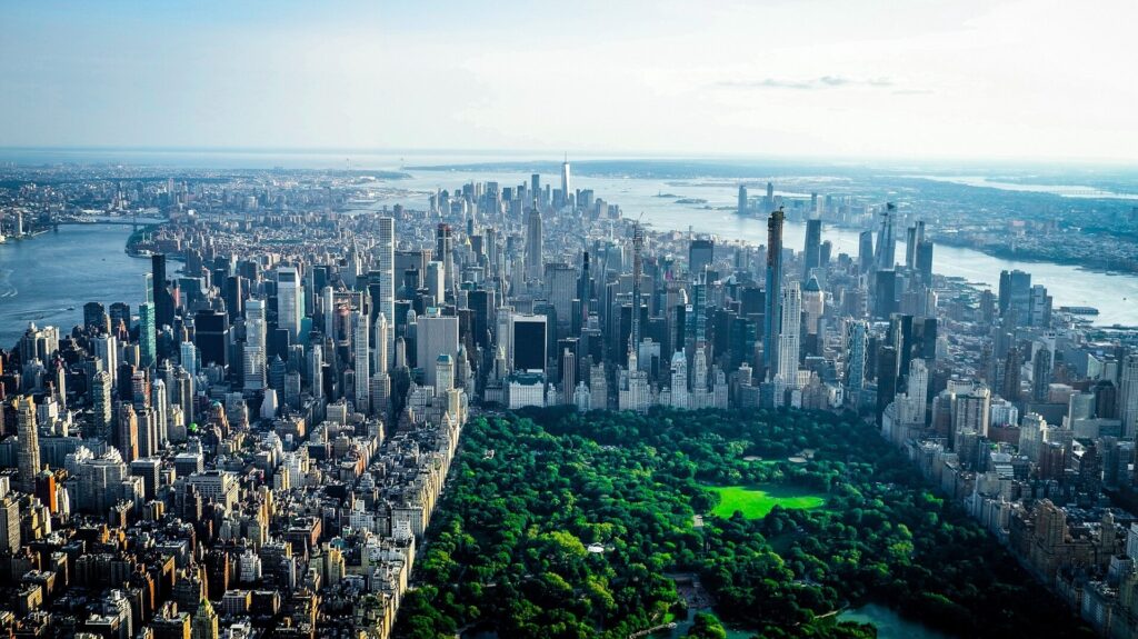 New York Central Park on a summers day overlooking the central park