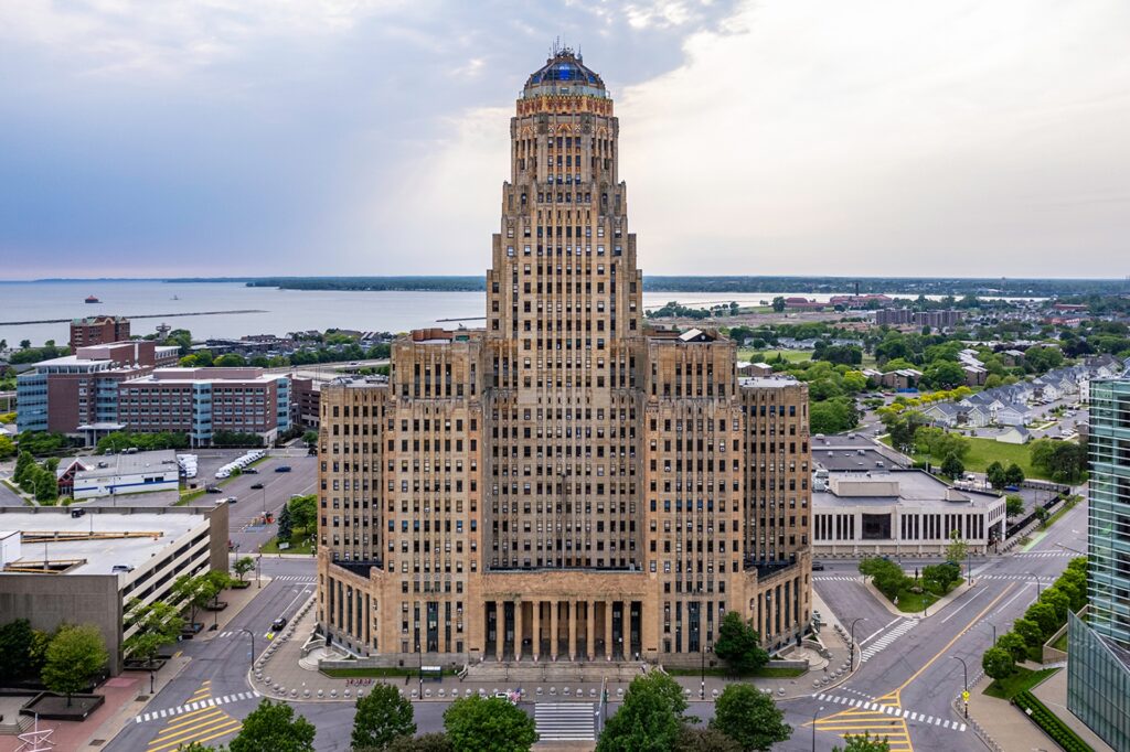 City Hall Buffalo NYState one the most iconic buildings in the Buffalo region with a dome top, has an observation deck in the building