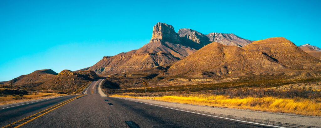Guadalupe Mountains National Park landscape near El Captain Viewpoint on Route 62 in Salt Flat Dell City Texas Image purchased from iStock 1456203438