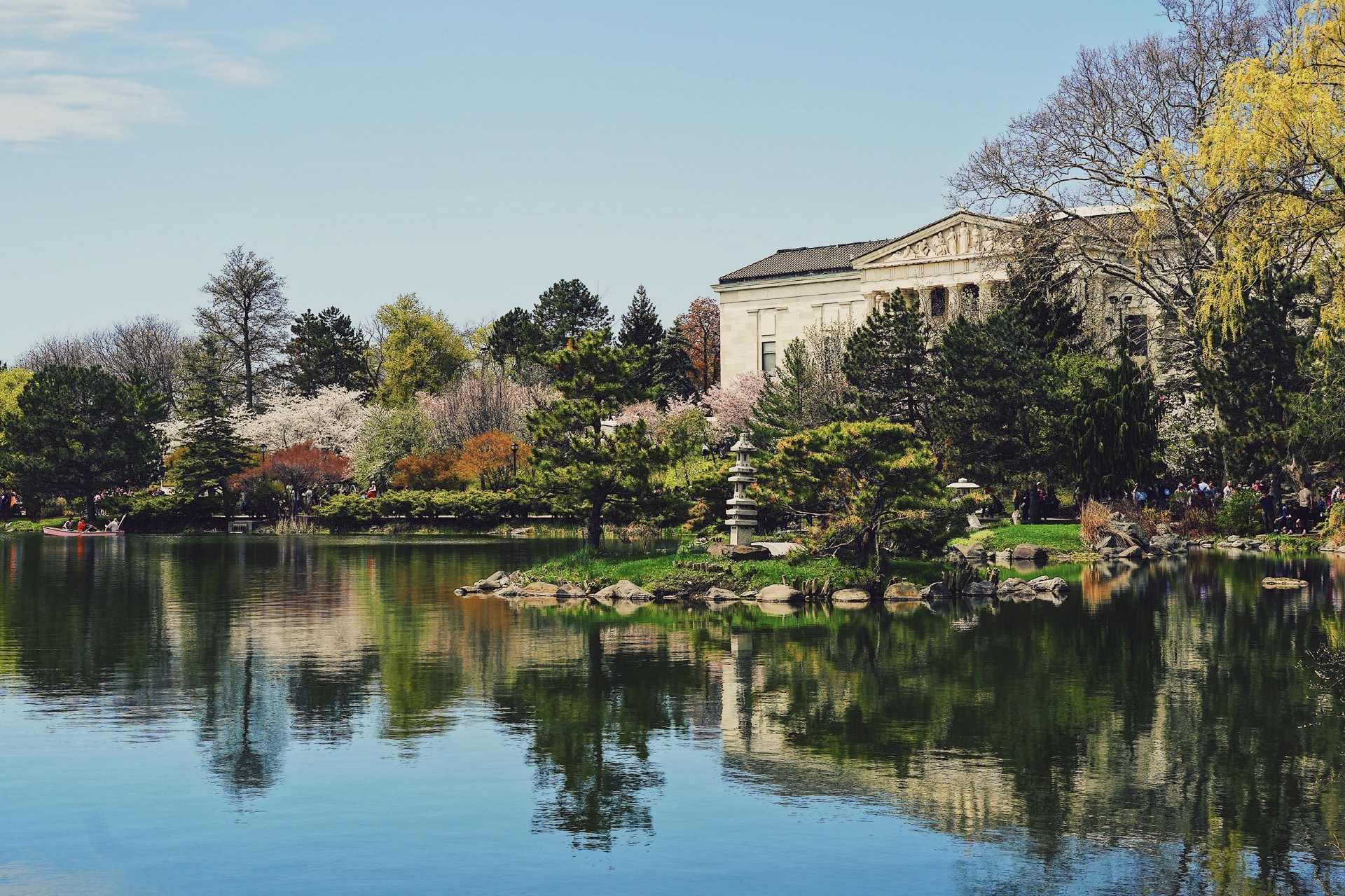 Japanese Gardens Delaware Park Buffalo NYS with stunning gardens reflecting in the water