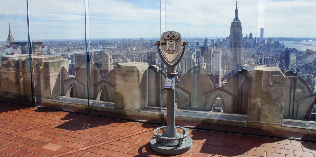 View from the Rockefella Centre looking towards Empire State Building, New York City