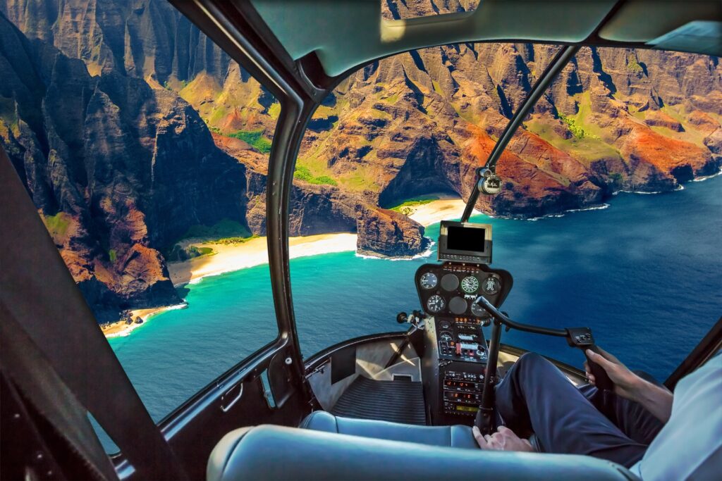 Na Pali Coast Helicopter Kauai Hawaii Purchased from iStock 842370392
