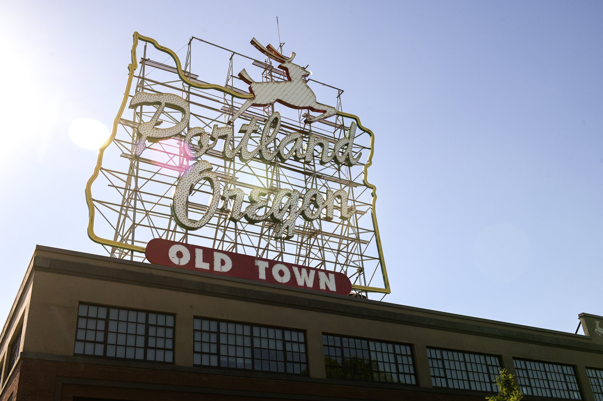 White Stag Sign Old Town Portland Credit Travel Portland
